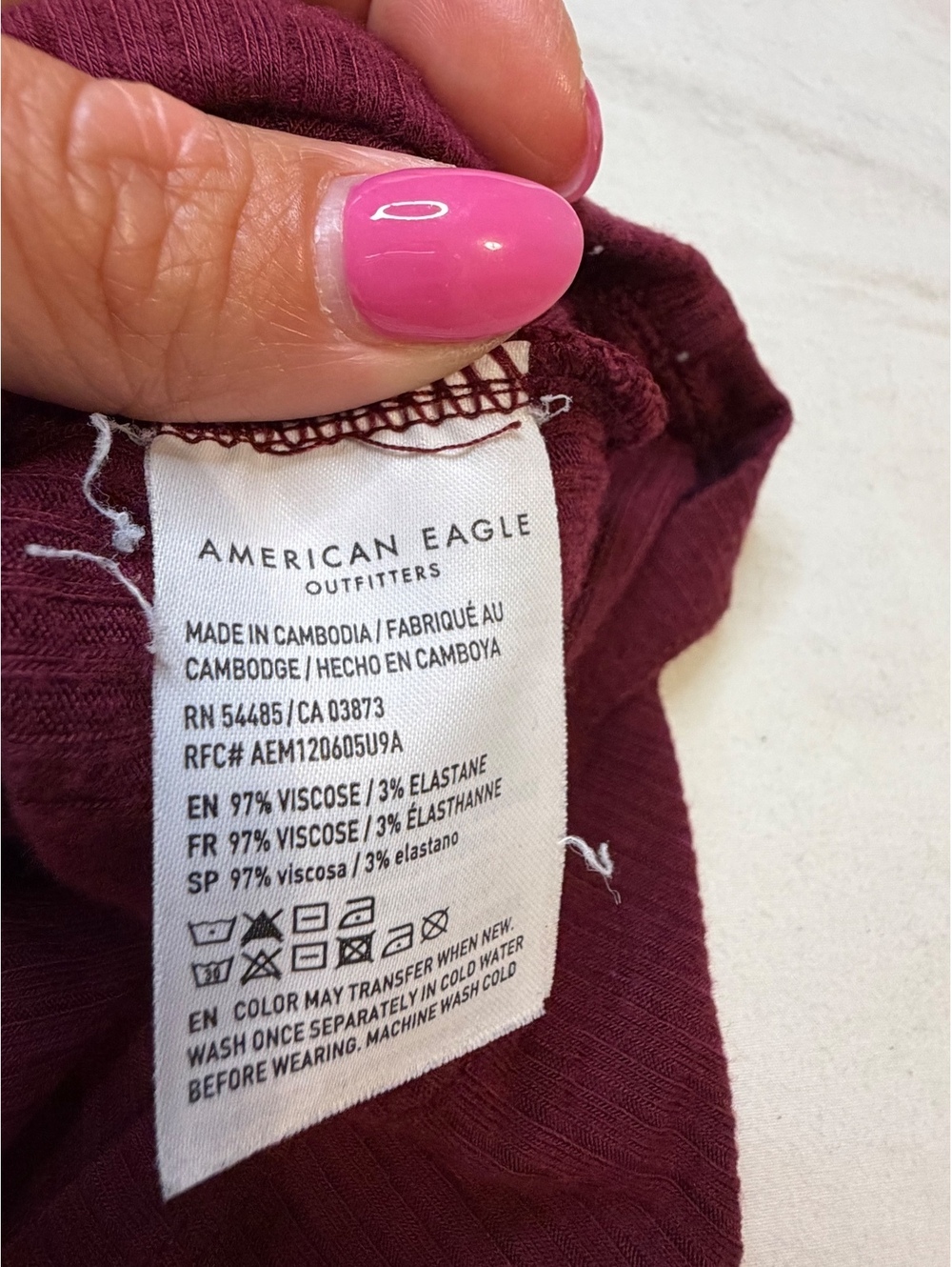 AE Soft and Sexy Maroon High Neck Ribbed Cropped Tank XS - Picture 5 of 6